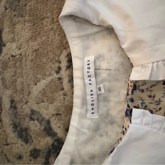 English Factory Floral Puff Sleeve Blouse and White Skirt Set - Picture 2 of 3